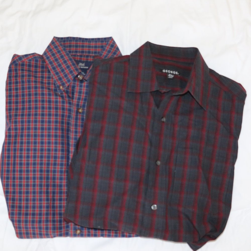 PAIR OF DRESS SHIRTS, BROOKS BROS. AND GEORGE.  SIZE: SMALL